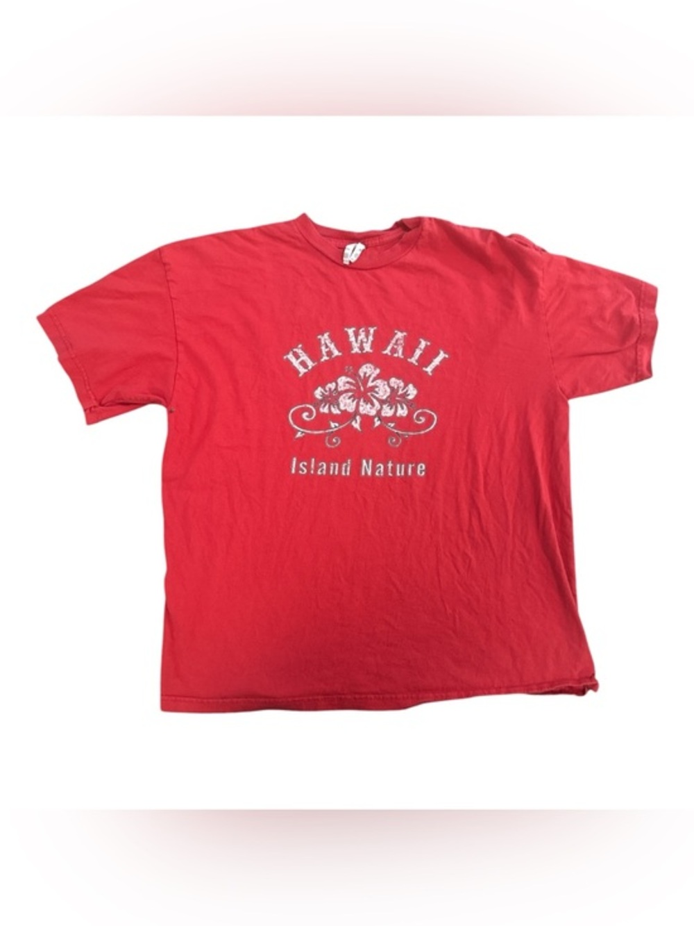 Red Hawaii Island Nature Graphic Tee 100% Cotton Hibiscus Floral T-Shirt Shirt